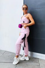 Baby Pink Utility Buckle Bralet and Trouser Set - Aaira-Bralets