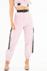 Baby Pink Utility Buckle Trouser - Zarie-Trousers