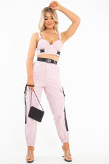 Baby Pink Utility Buckle Trouser - Zarie-Trousers