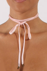 Baby Pink Velvet Wrap Around Tie Choker - Caressa-Accessories