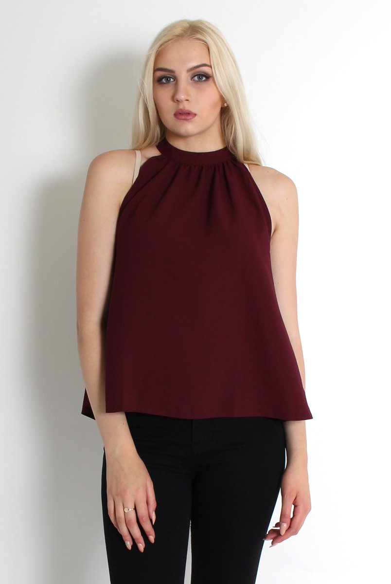Bailey Wine High Neck Top-Tops