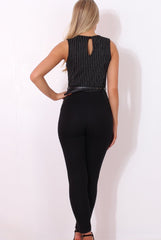 Barny Black Crossover Jumpsuit-Jumpsuits