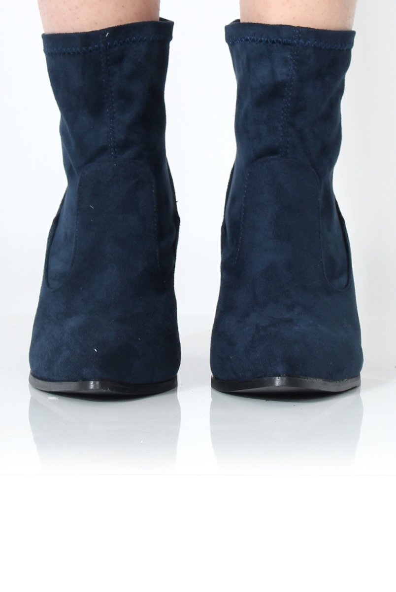Bay Navy Suede Ankle Boots-Boots