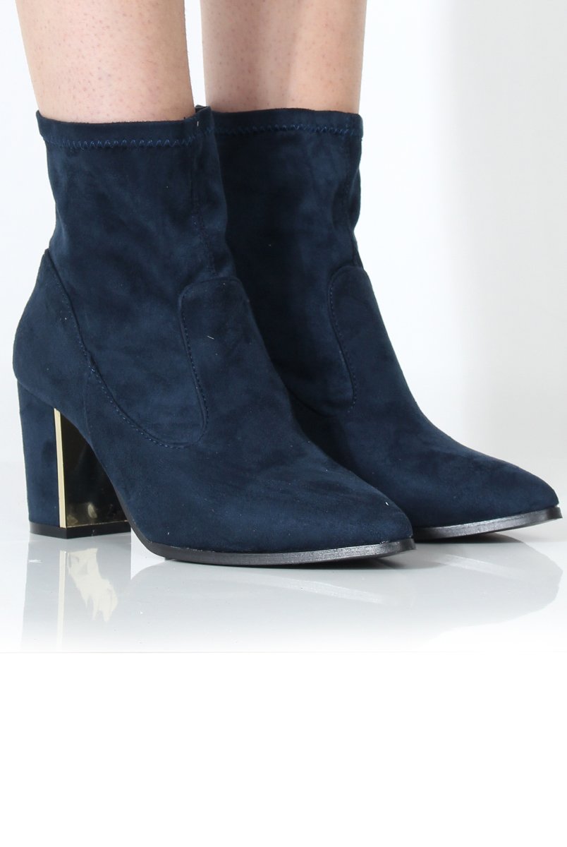 Bay Navy Suede Ankle Boots-Boots