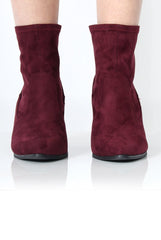 Bay Wine Suede Ankle Boots-Boots