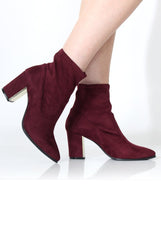 Bay Wine Suede Ankle Boots-Boots