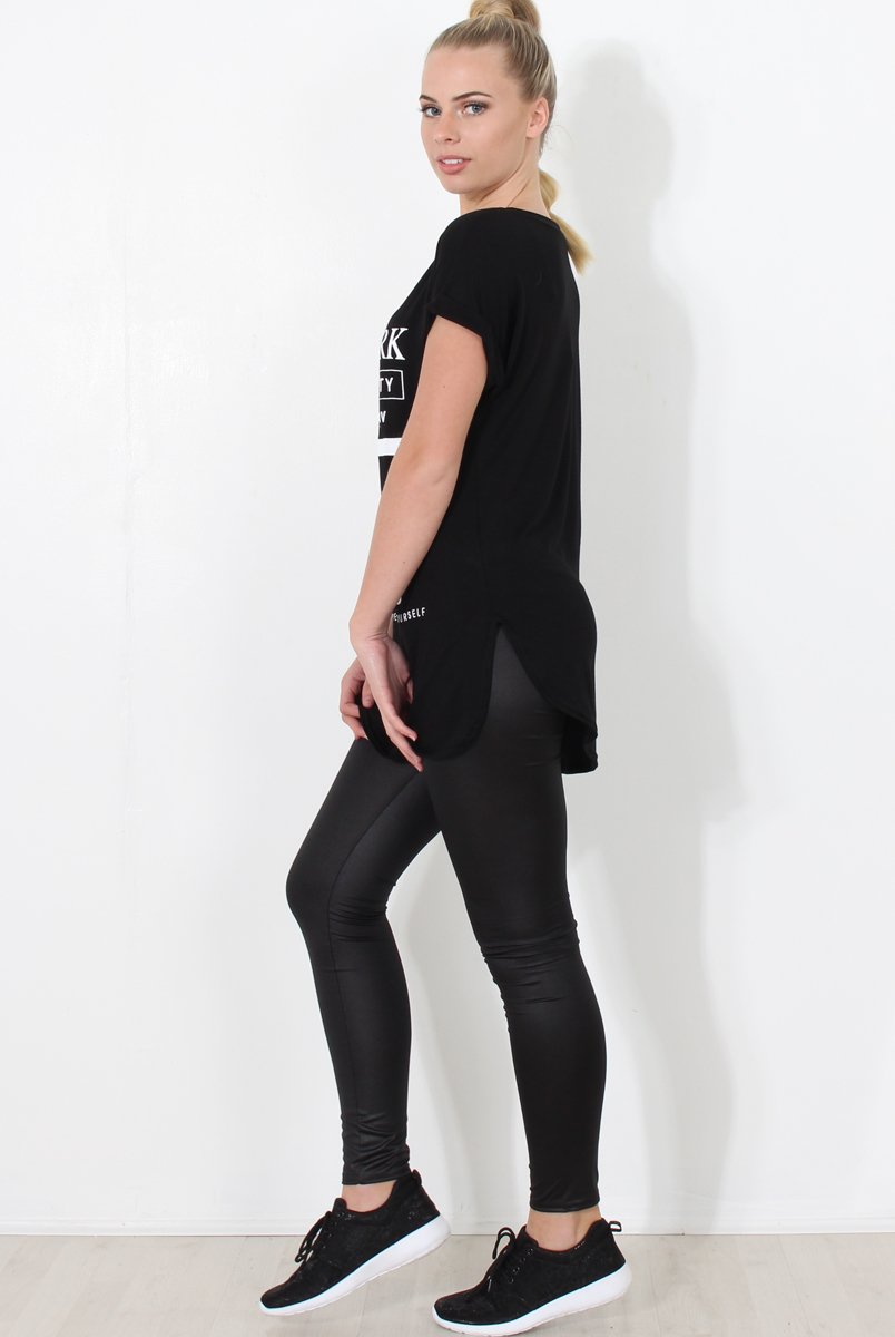 Beau Black Slogan Top-Tops