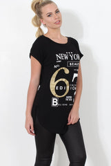 Beau Black Slogan Top-Tops