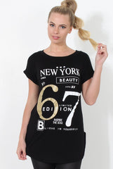 Beau Black Slogan Top-Tops