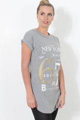 Beau Grey Slogan Top-Tops