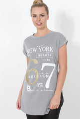 Beau Grey Slogan Top-Tops