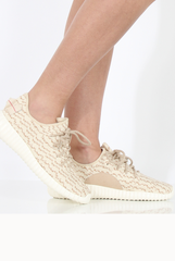 Beige And Camel Textured Trainers - Saint-Trainers