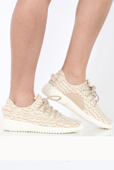 Beige And Camel Textured Trainers - Saint-Trainers