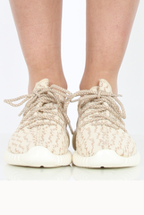 Beige And Camel Textured Trainers - Saint-Trainers