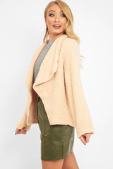 Beige Borg Waterfall Jacket - Milinda-Jackets