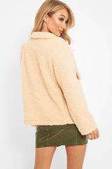 Beige Borg Waterfall Jacket - Milinda-Jackets