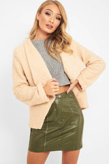 Beige Borg Waterfall Jacket - Milinda-Jackets