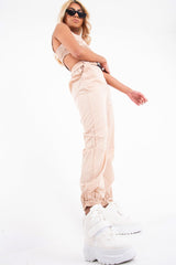 Beige Buckle Cargo Pant Crop Top Co-Ord - Kahri-Co-ords