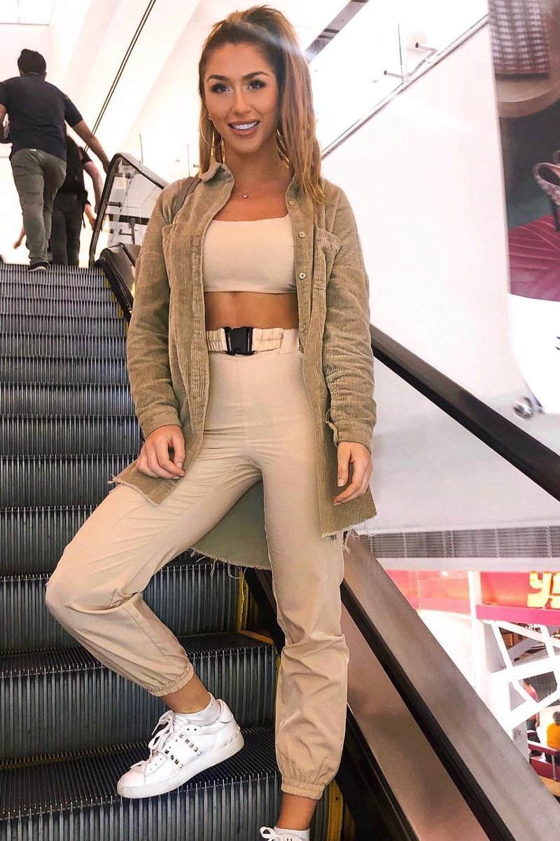 Beige Buckle Cargo Pant Crop Top Co-Ord - Kahri-Co-ords