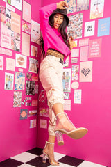 Beige Buckle Cargo Pant Crop Top Co-Ord - Kahri-Co-ords