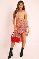 Beige Button Front Scoop Neck Crop Top - Khiya-Crop Tops