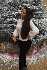 Beige Cable Knit Balloon Sleeve Jumper - Elicia-Jumper