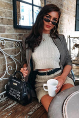 Beige Cable Knit Crop Top And Skirt Co-ord - Galiana-Co-ords