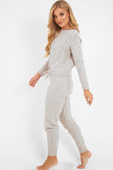 Beige Cable Knit Jumper Jogger Co-Ord - Gabbi-Co-ords