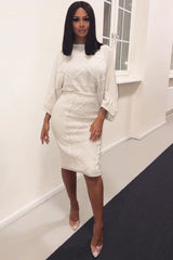 Beige Cable Knit Jumper Midi Skirt Co-Ord - Mahari-Co-ords