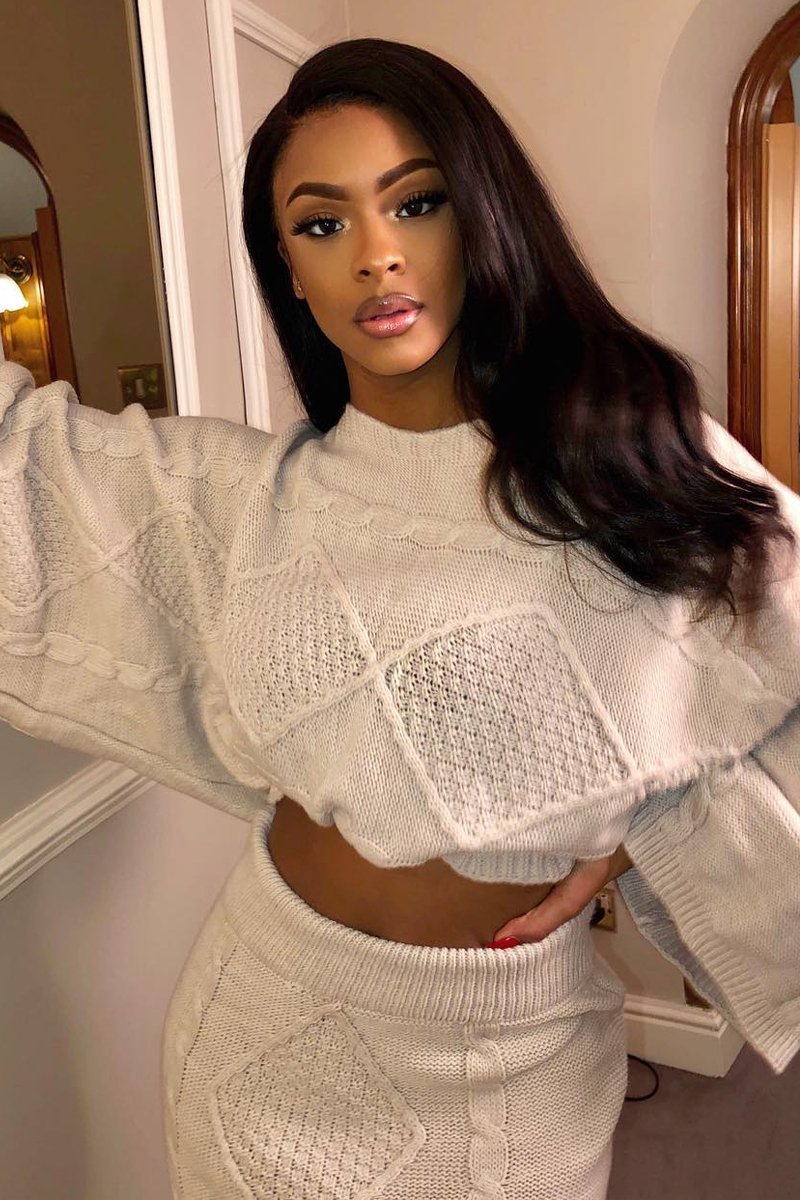 Beige Cable Knit Jumper Midi Skirt Co-Ord - Mahari-Co-ords