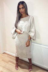 Beige Cable Knit Jumper Midi Skirt Co-Ord - Mahari-Co-ords