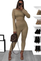 Beige Cable Knit Loungewear Co-ord - Anha-Knitwear