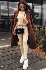 Beige Cable Knit Loungewear Co-ord - Anha-Knitwear