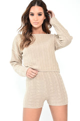 Beige Cable Knit Loungewear Set - Karlie-Loungewear