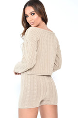 Beige Cable Knit Loungewear Set - Karlie-Loungewear