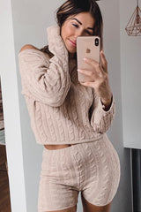 Beige Cable Knit Loungewear Set - Karlie-Loungewear