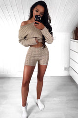 Beige Cable Knit Loungewear Set - Karlie-Loungewear