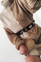 Beige Camel Colour Block Roll Neck Jumper - Milie-Jumper