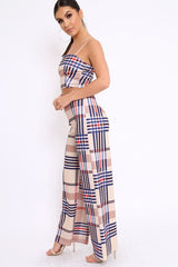 Beige Check Crop Top and Trousers Co-Ord - Mahli-Co-ords