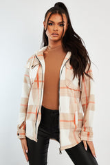 Beige Check Hooded Shacket - Destyn-Shacket
