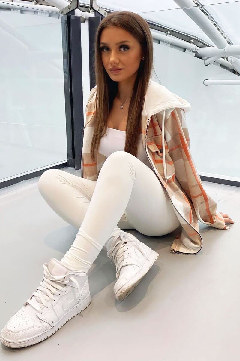 Beige Check Hooded Shacket - Destyn-Shacket