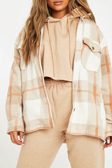 Beige Check Pocket Front Shacket - Misa-Shacket