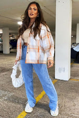 Beige Check Pocket Front Shacket - Misa-Shacket