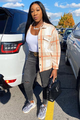 Beige Check Pocket Front Shacket - Misa-Shacket