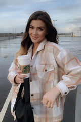 Beige Check Pocket Front Shacket - Misa-Shacket