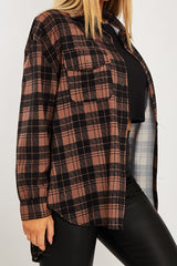 Beige Checked Pocket Front Shirt - Haily-Shirts