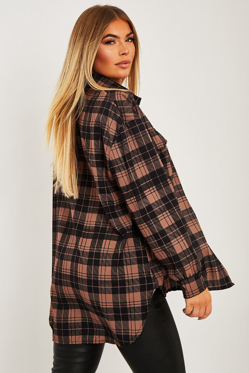 Beige Checked Pocket Front Shirt - Haily-Shirts