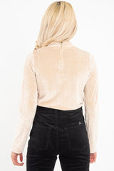 Beige Chenille High Neck Zip Back Jumper - Ivania-Jumper