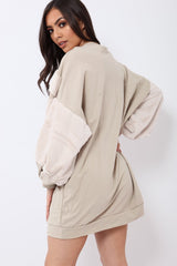 Beige Chevron Fur Jumper Dress - Esme-Dresses