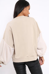 Beige Chevron Fur Jumper - Lara-Tops